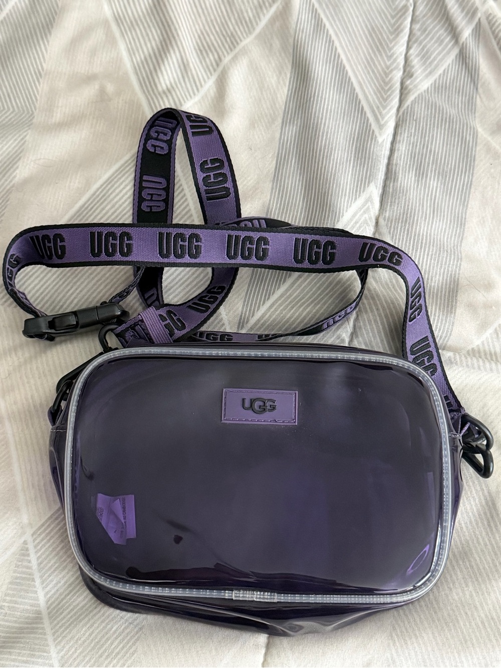 UGG Purple Clear Crossbody Belt Bag with Logo Strap